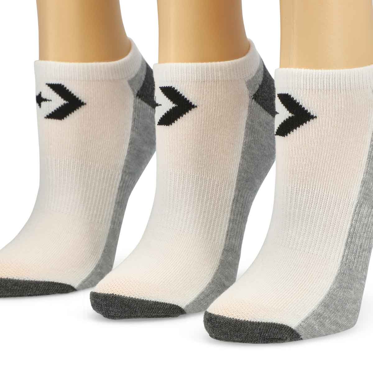 Women's Half Cushion No Show Sock 3 Pack - White/Grey