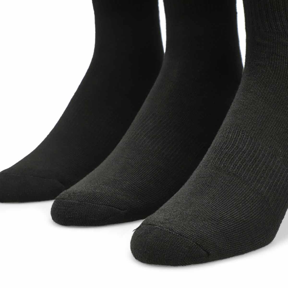 Men's Half Cushion Crew Sock 3 Pack - Black/Grey