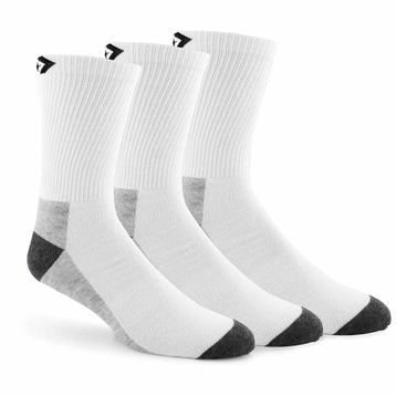 Men's Half Cushion Crew Sock 3 Pack - White/Grey