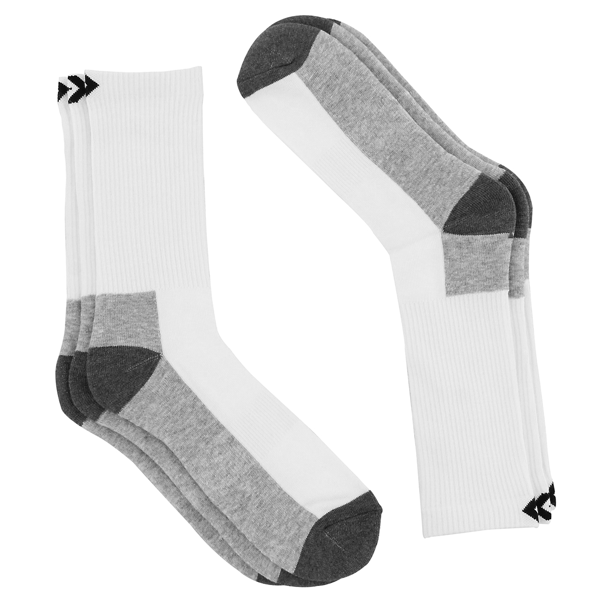 Men's Half Cushion Crew Sock 3 Pack - White/Grey