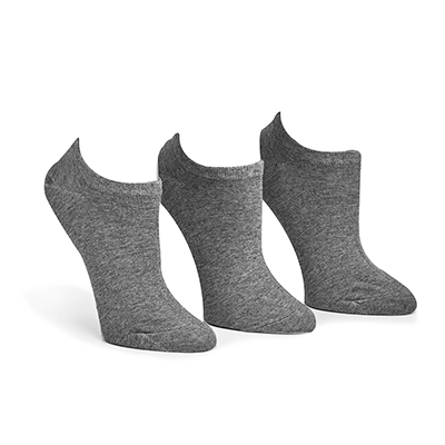 Lds Basics No Show Sock 3 Pack - Grey