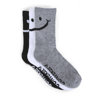Lds Smile Short Crew Sock 3 Pk - Multi