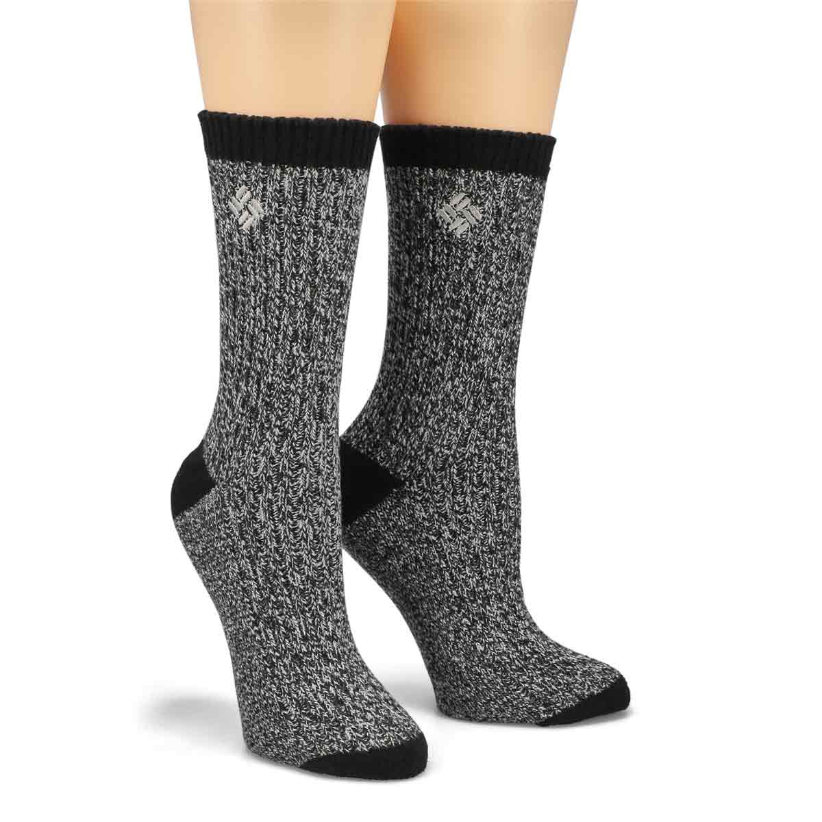 Women's Super Soft Crew Sock 2pk- Blk/Blk