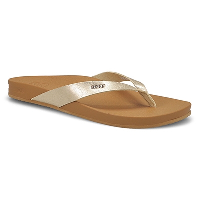 Lds Cushion Court Flip Flop - Tan/Champagne