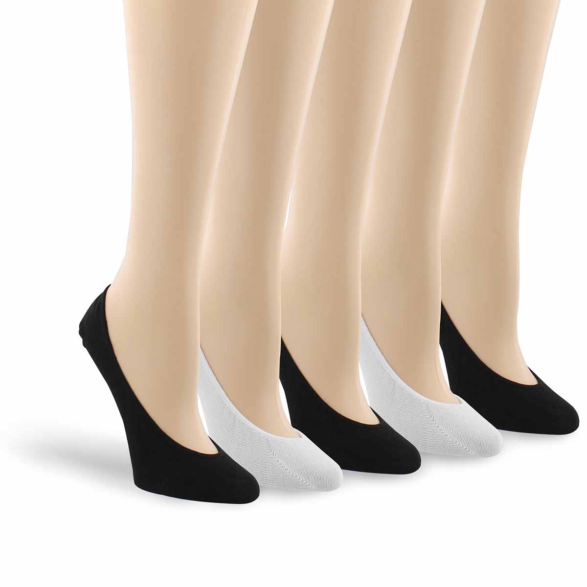 Socquettes Liner, noir/blc, 5p, fem