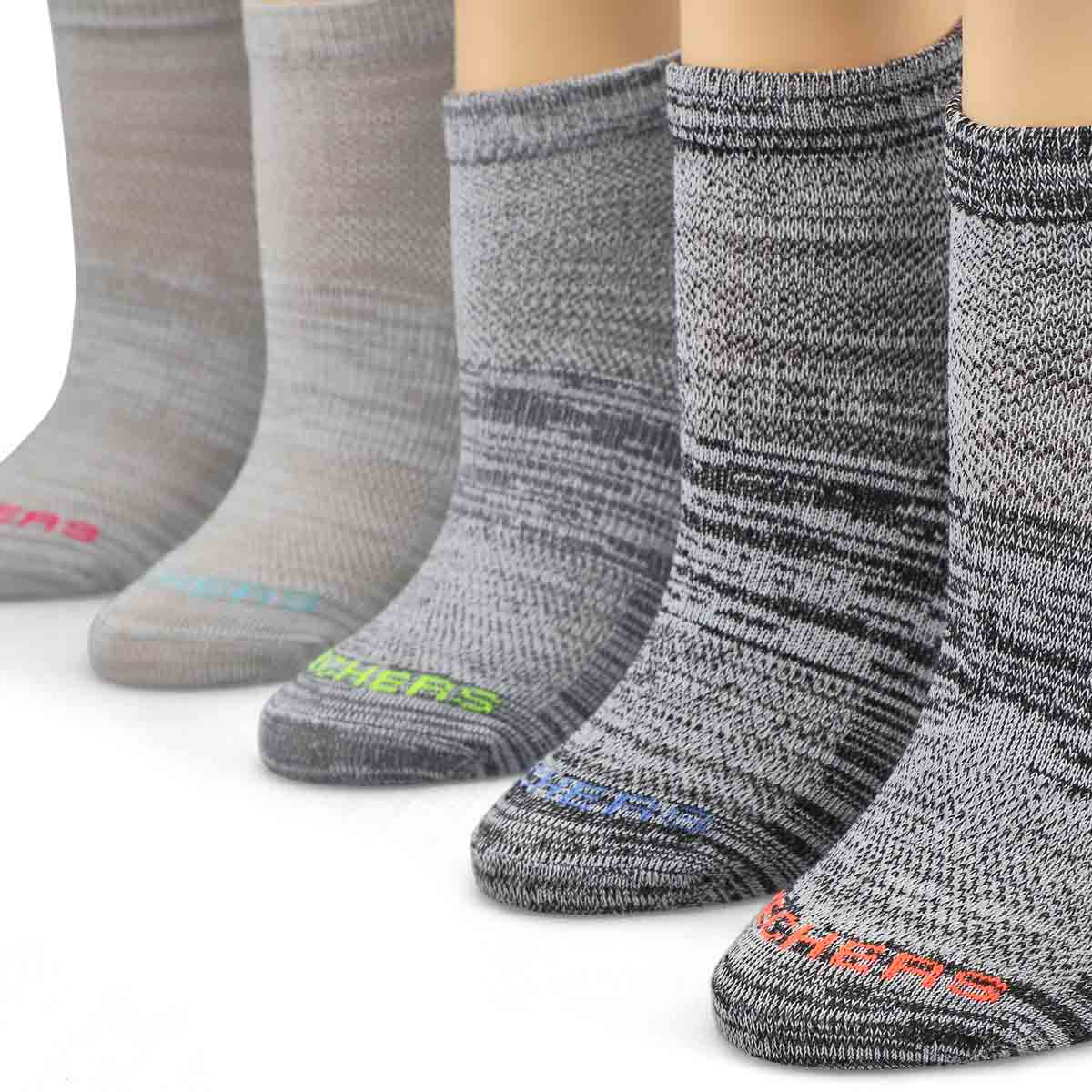 Women's Low Cut Non Terry Sock 5 Pack - Grey/Multi