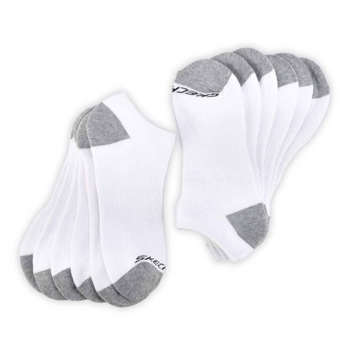 Men's FULL TERRY NO SHOW white multi socks- 6 pack