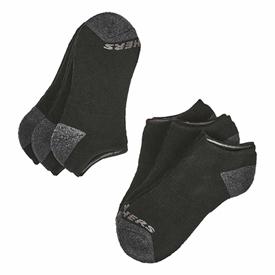 Bys No Show Full Terry Sock 6 Pack - Black