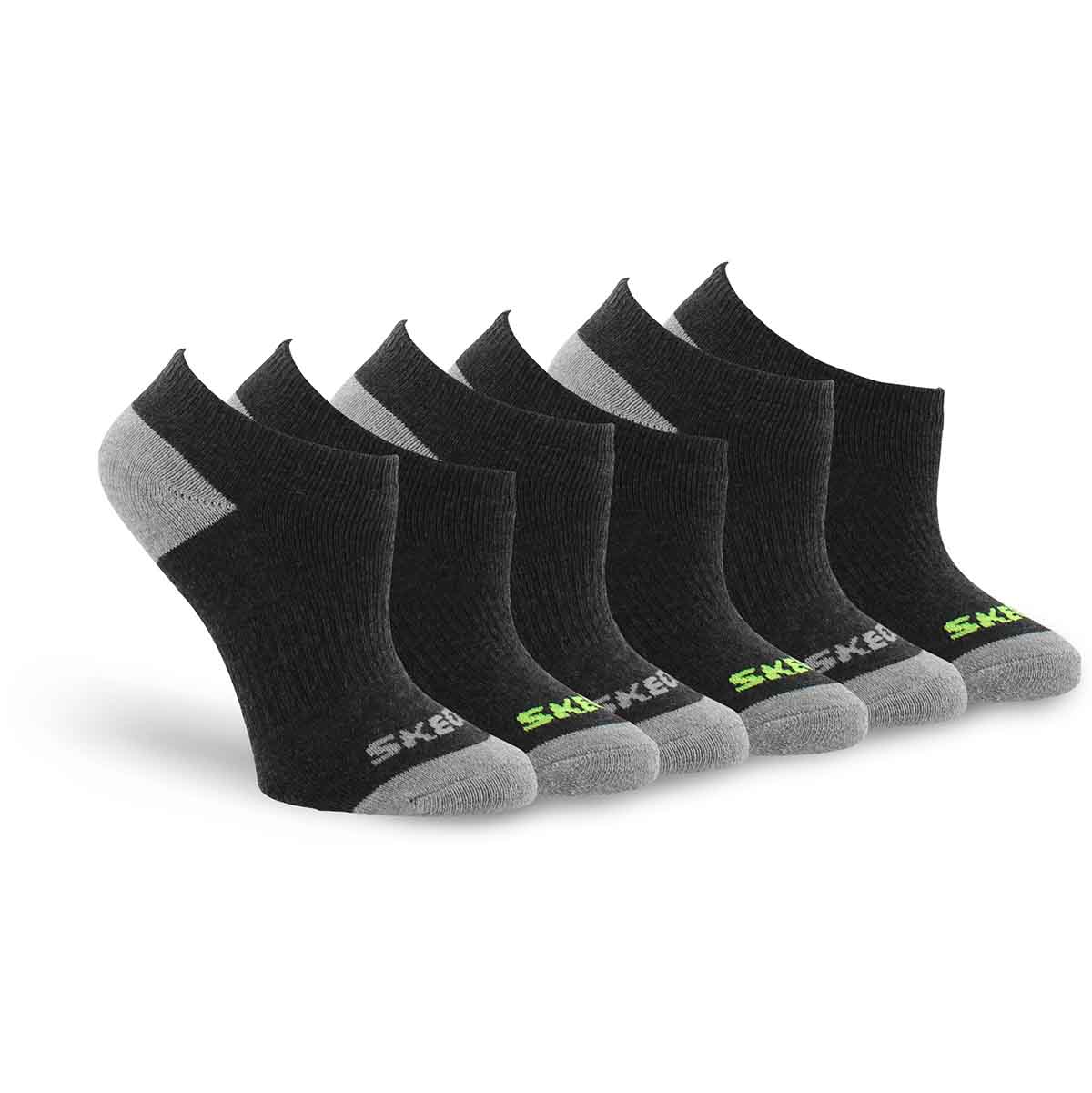 Boys' NO SHOW FULL TERRY black multi socks -6pk