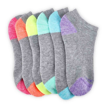 Girls' NO SHOW FULL TERRY MED grey socks - 6 pk