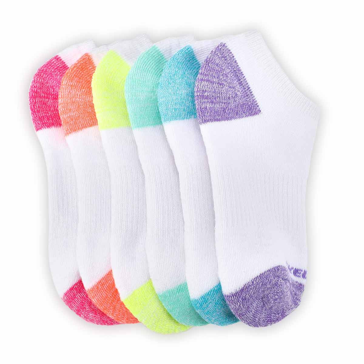 Girls' No Show Full Terry Sock 6 Pack - White Multi