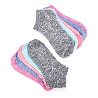 Lds Low Cut Sock 5 Pack - Pink/Blue/Grey