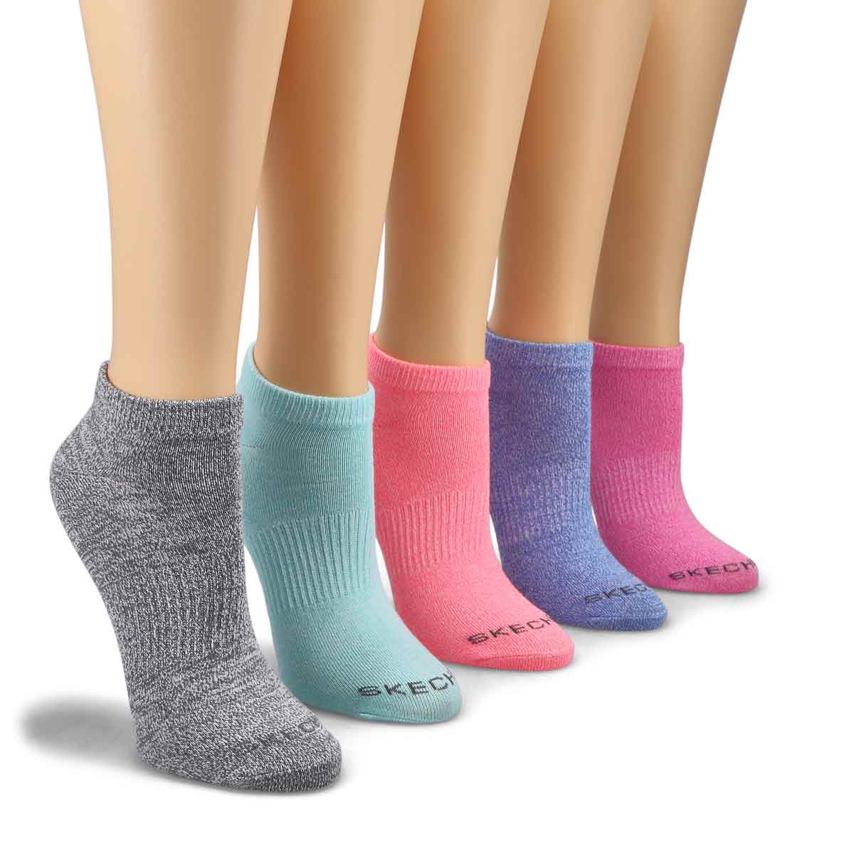 Women's Low Cut Sock 5 Pack - Pink/Blue/Grey