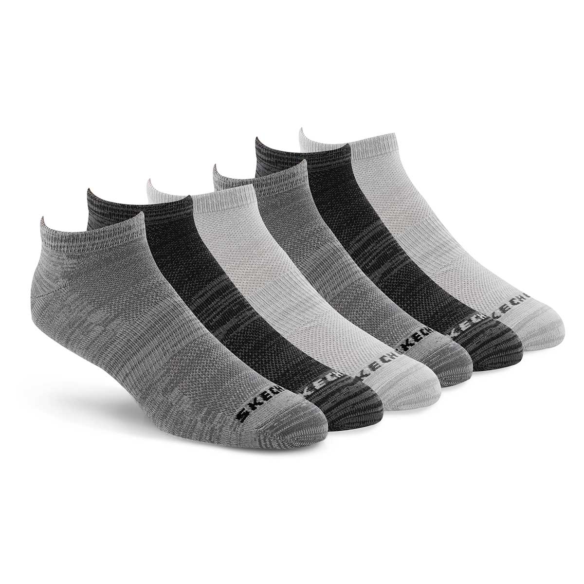 Men's LOW CUT NON TERRY grey multi socks 6 pack