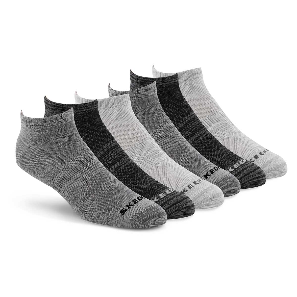 Men's Low Cut Non Terry Sock 6 Pack - Grey Multi