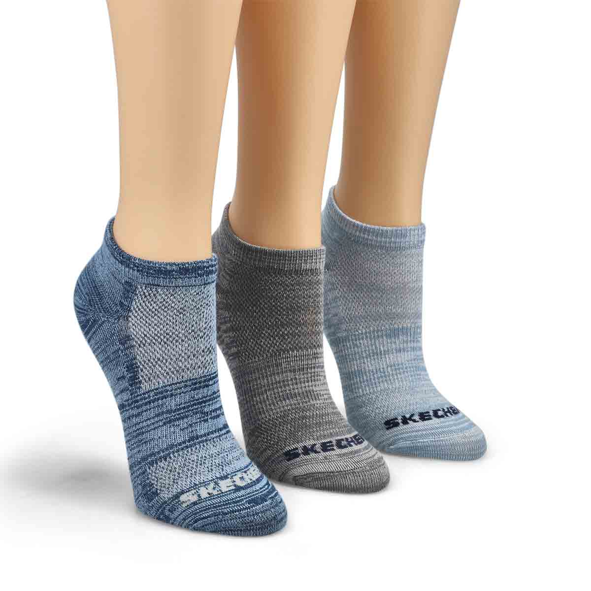 Boys' Low Cut Non Terry Sock 6 Pack - Blue/Grey