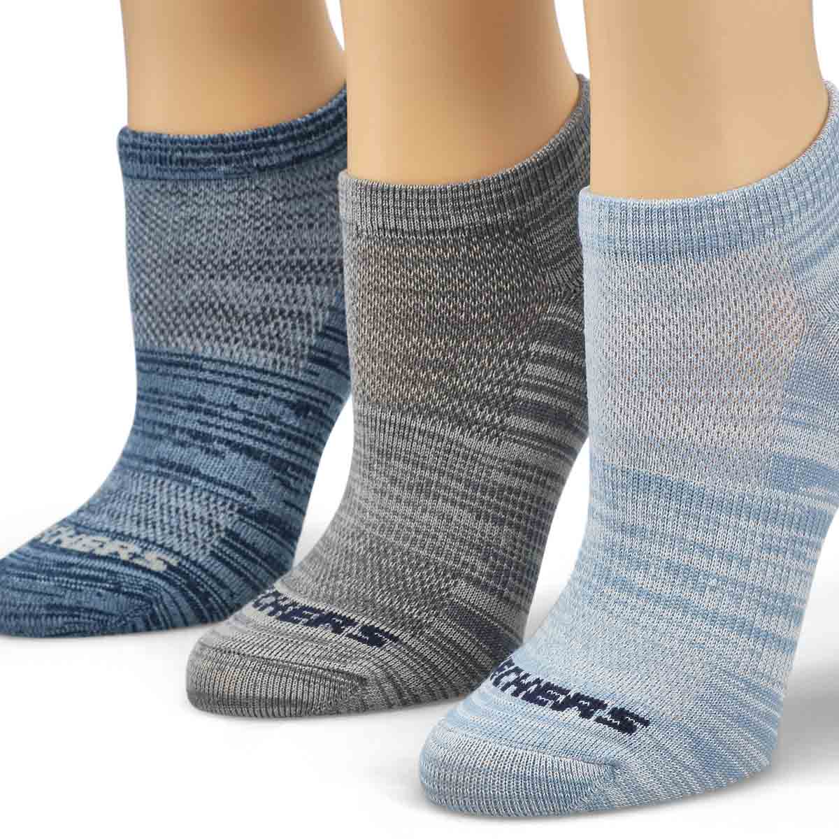 Boys' Low Cut Non Terry Sock 6 Pack - Blue/Grey