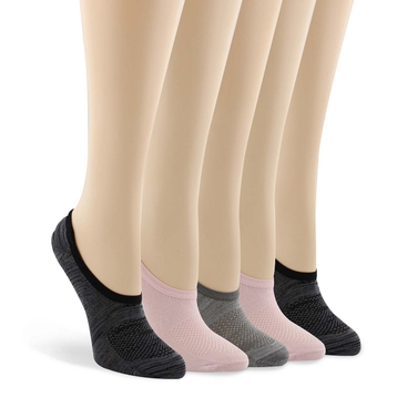 Women's No Show Non Terry Sock 5 Pack - Pink/Grey