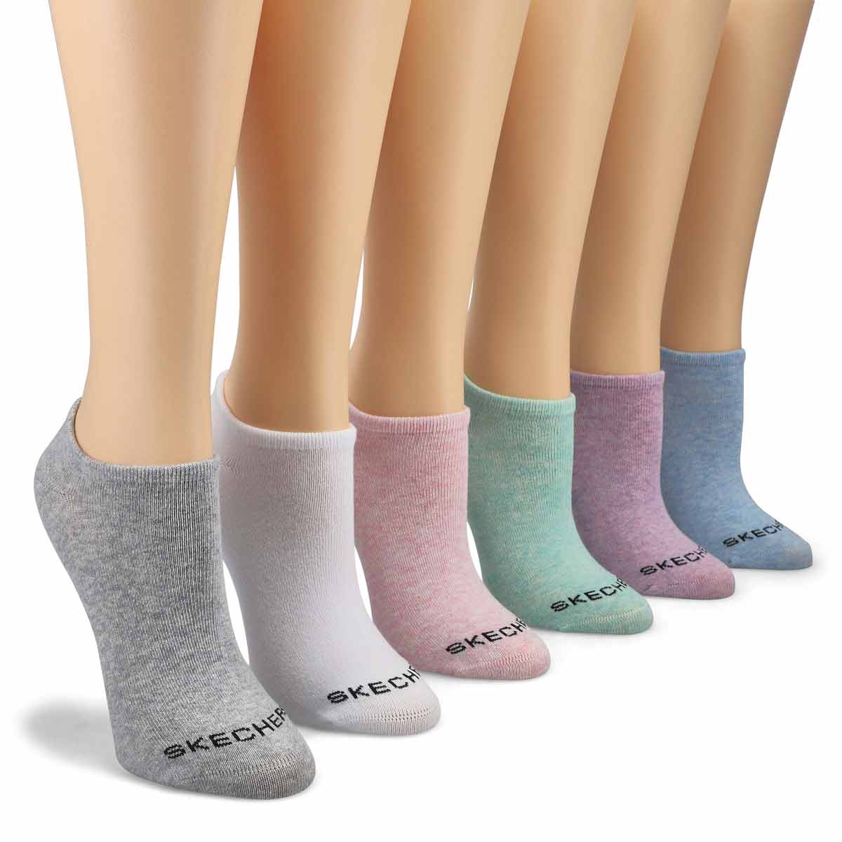 Women's No Show Non Terry Sock 6 Pack - Multi