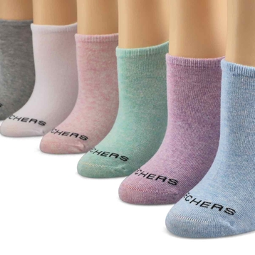 Women's No Show Non Terry Sock 6 Pack - Multi