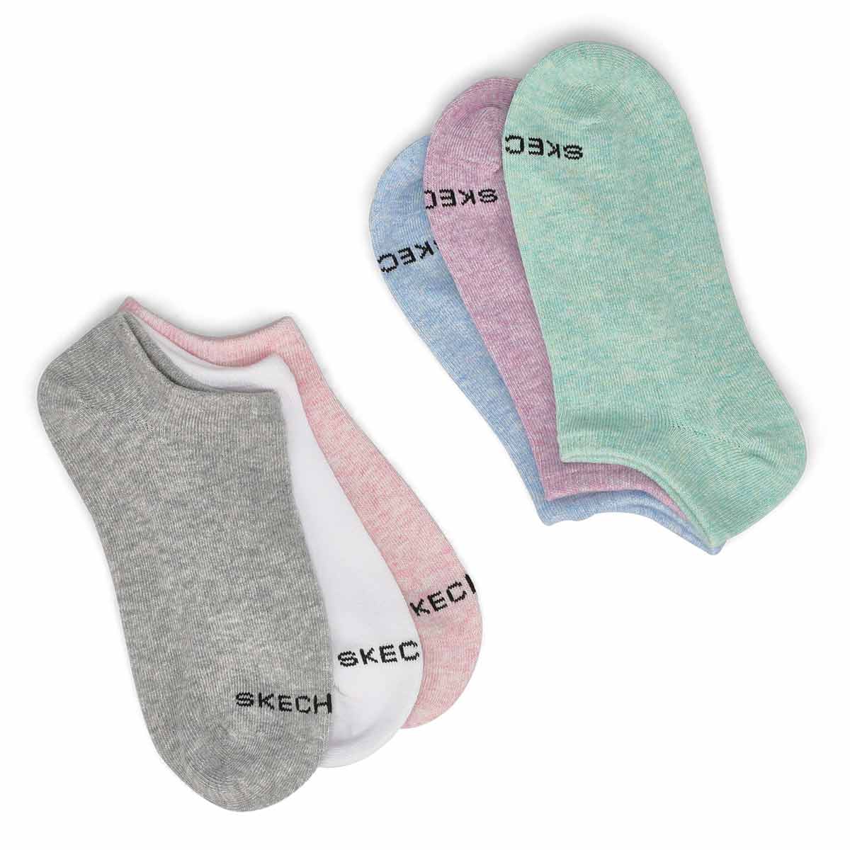 Women's No Show Non Terry Sock 6 Pack - Multi