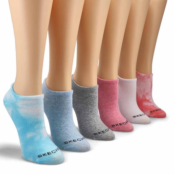 Women's No Show Non Terry Sock 6 Pack - Multi