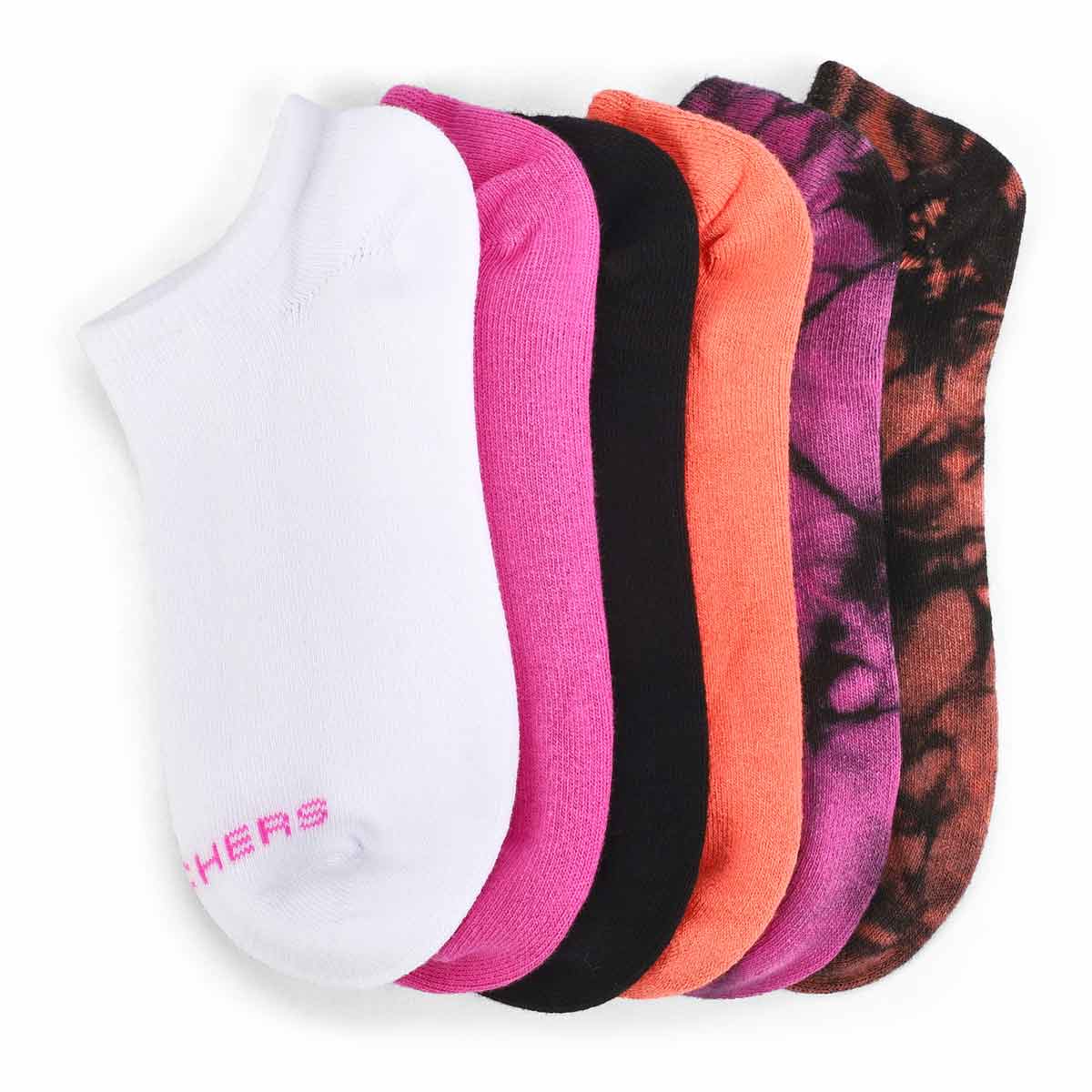 Women's No Show Sock 6 Pack - Pink/Black/White