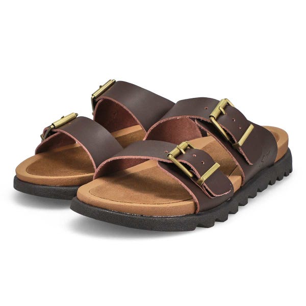 Women's Sadie Double Buckle Smooth Leather Sandal - Brown