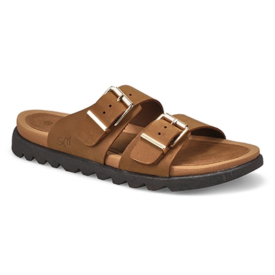 Sandale en nubuck à 2 boucles Sadie, latté foncé, femmes