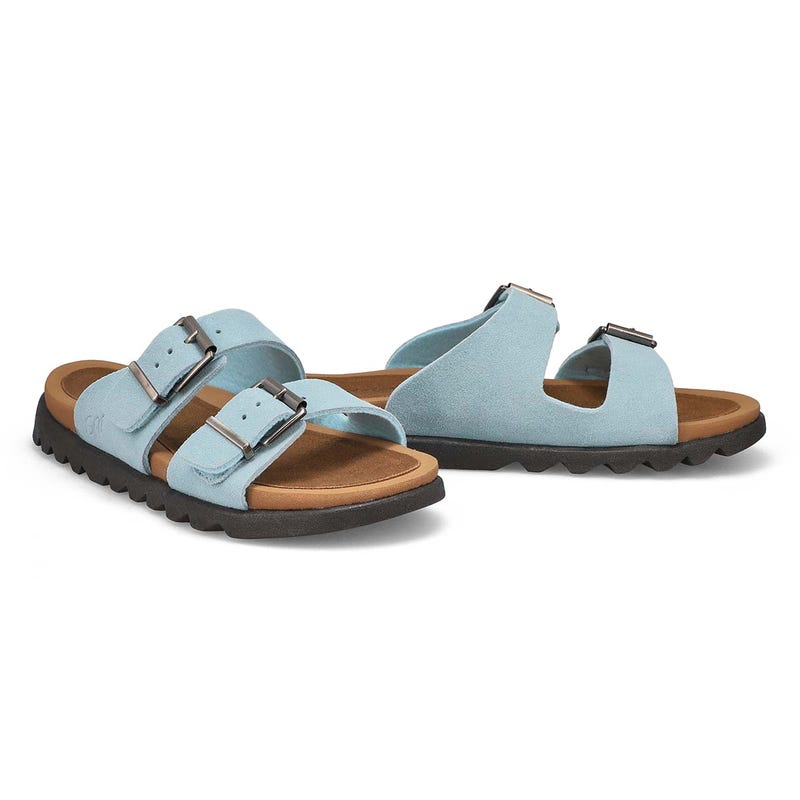 Women's Sadie Double Buckle Suede Sandal - Blue