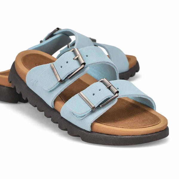 Women's Sadie Double Buckle Suede Sandal - Blue