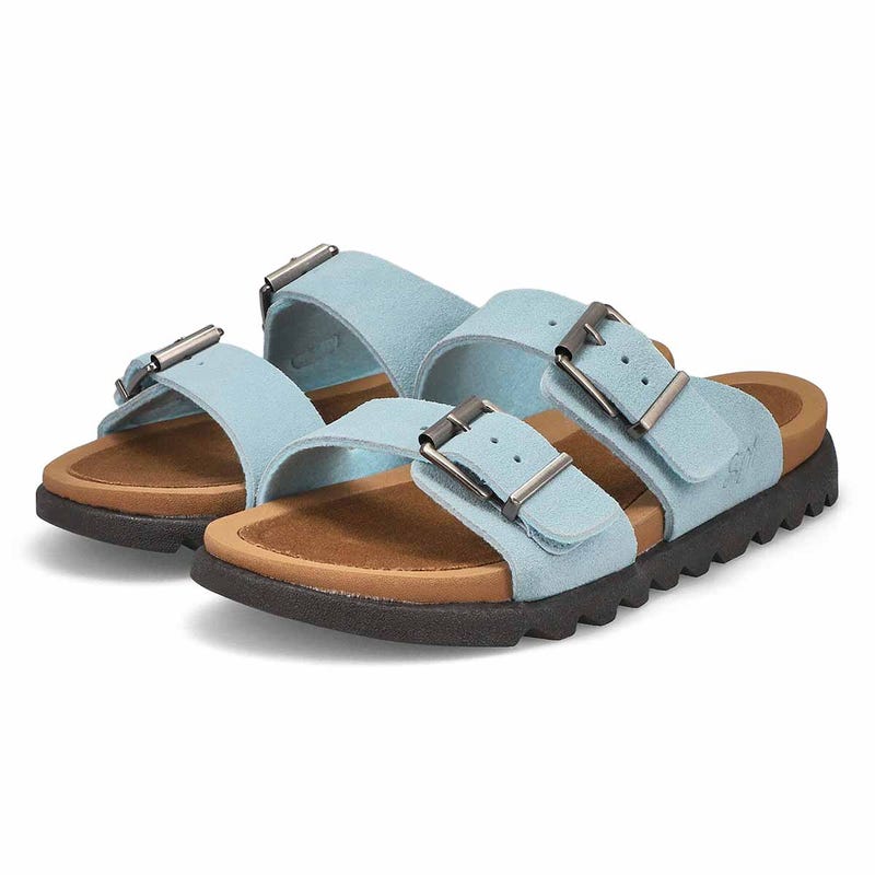Women's Sadie Double Buckle Suede Sandal - Blue