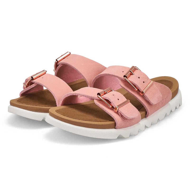 Women's Sadie Double Buckle Suede Sandal - Pink