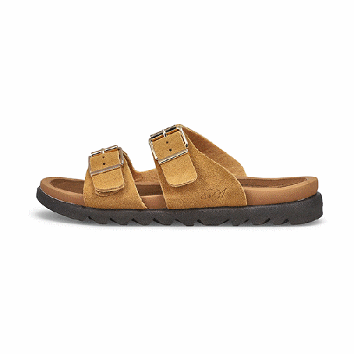 ◆PAES◆ Double Soft Sandal Brown SoftMoc Women's Sadie Double Buckle Suede San | SoftMoc.com