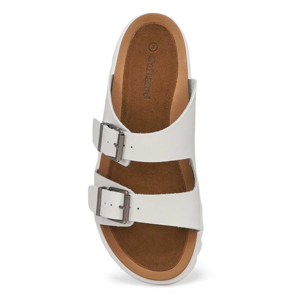 Women's  Sadie Double BuckleSmooth Leather Sandal - White