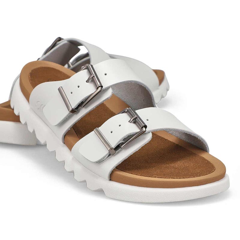 Women's  Sadie Double BuckleSmooth Leather Sandal - White