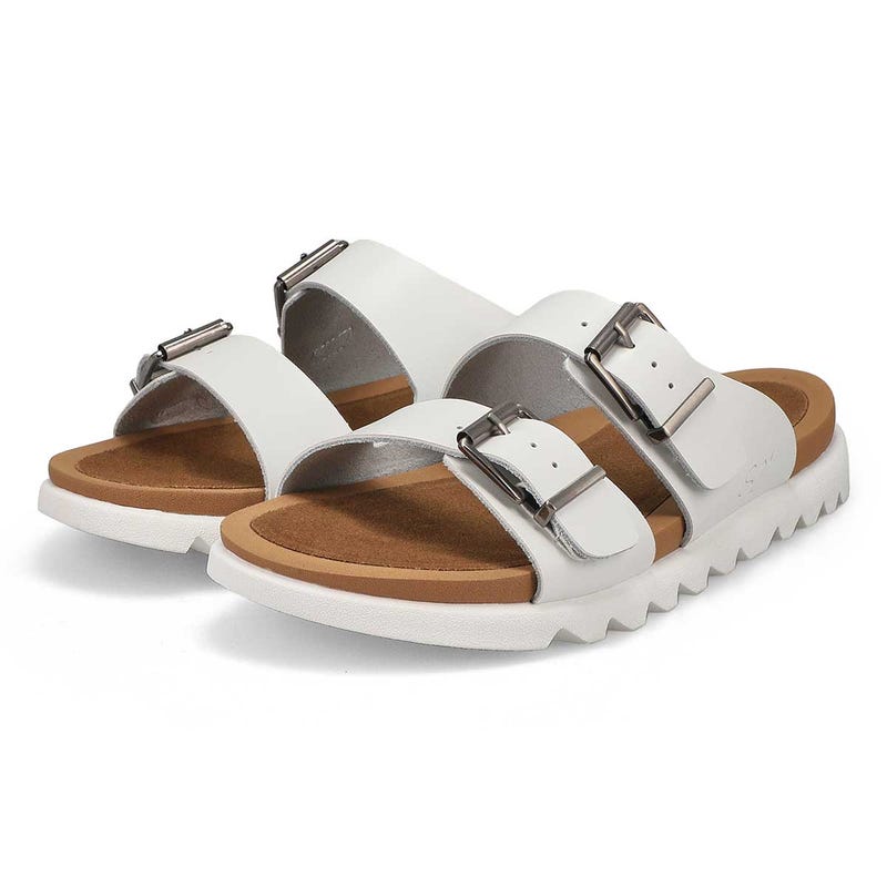 Women's  Sadie Double BuckleSmooth Leather Sandal - White