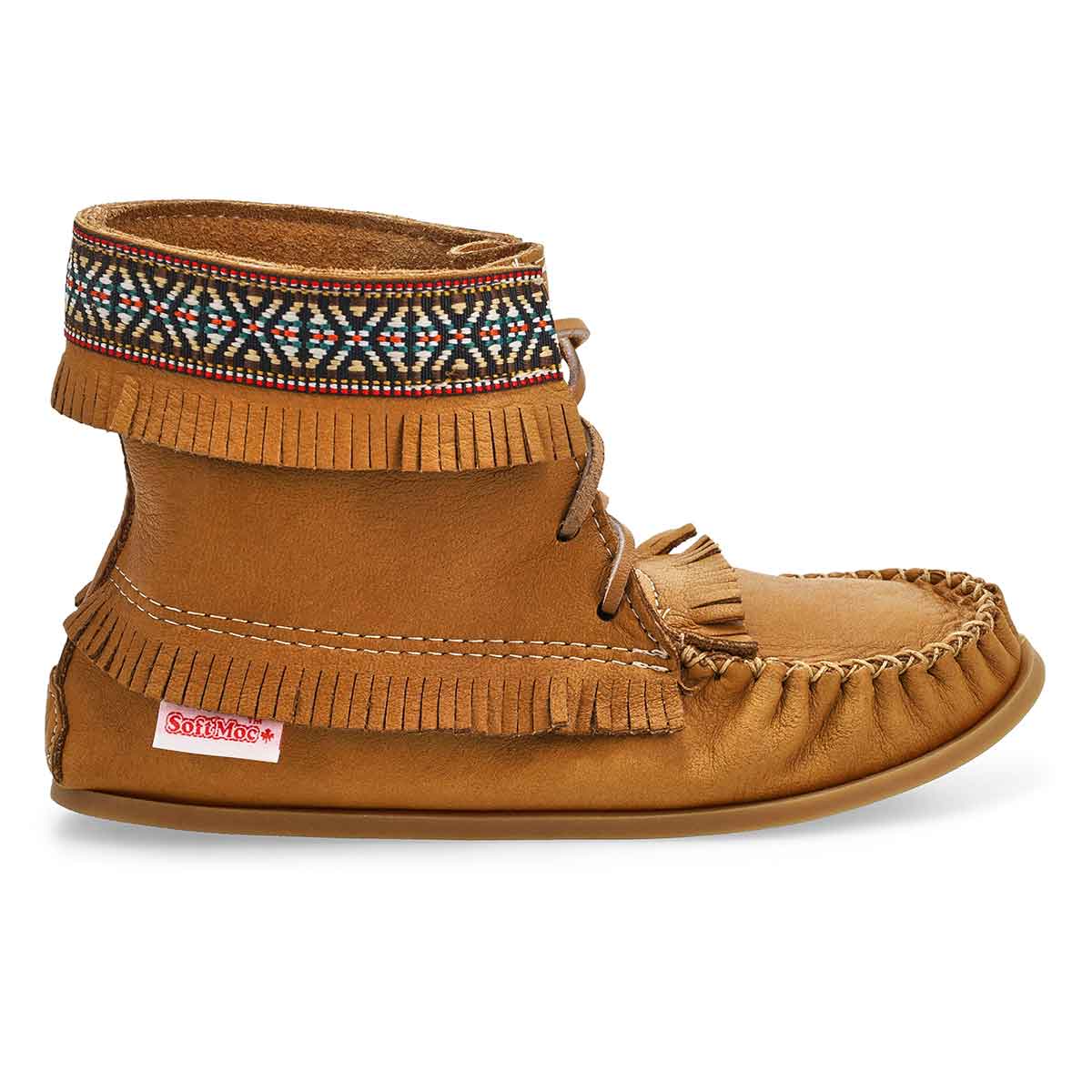 Women's SF137376 mocha moosehide ankle SoftMocs wi
