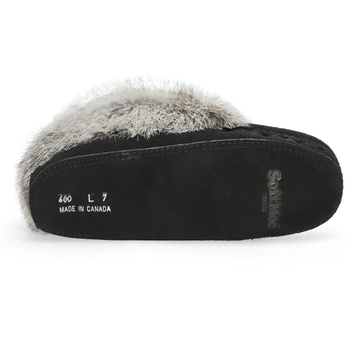 Women's SF600-BL Rabbit Fur SoftMocs - Black/Grey