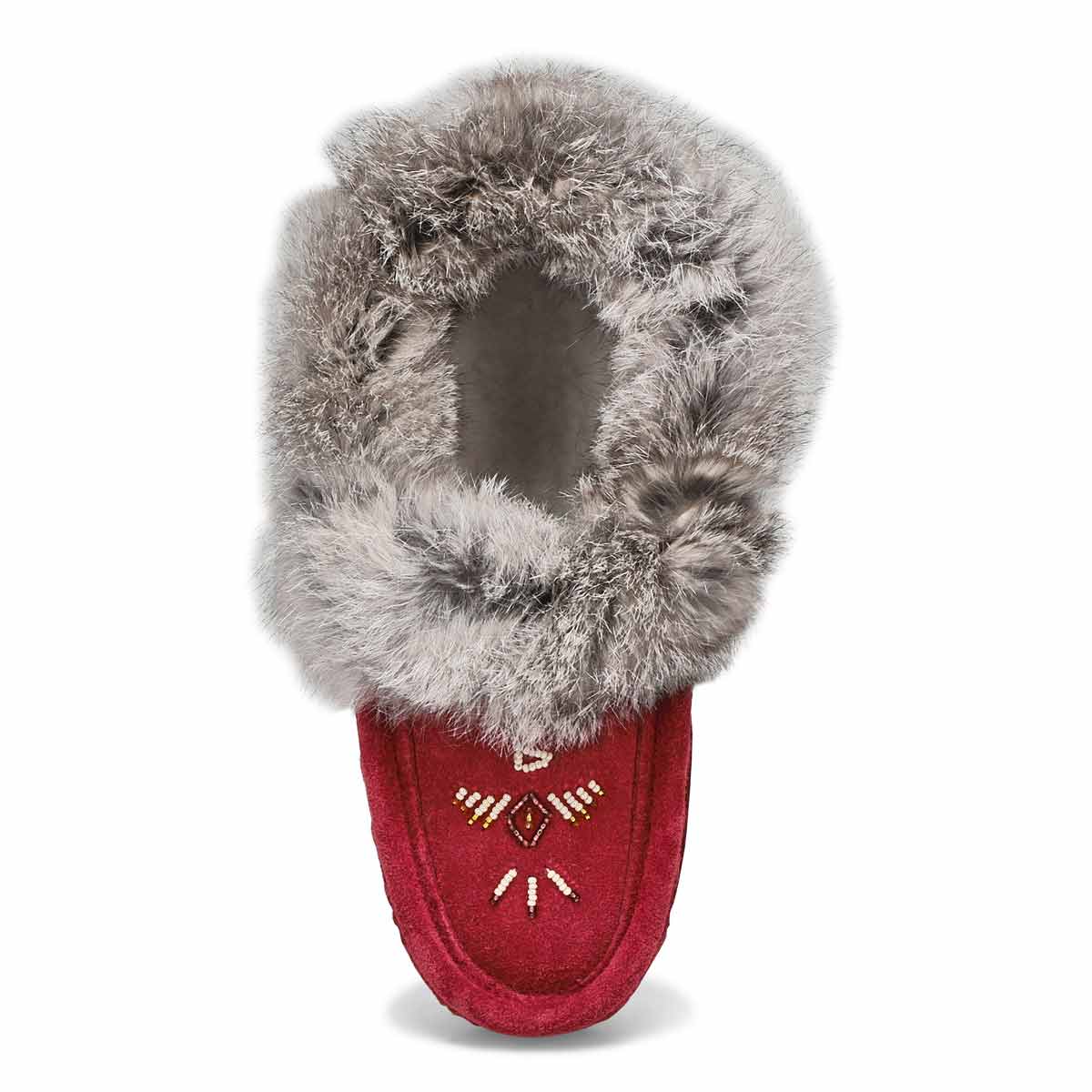 Women's SF600-BUL Rabbit Fur SoftMocs - Burgundy