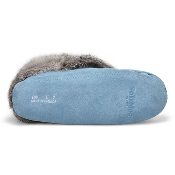 Women's SF600  Rabbit Fur Moccasin - Light Blue