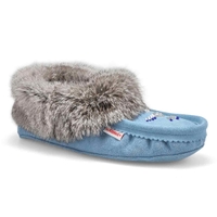 SoftMocs fourrure/ lapin SF600 bleu ciel, femmes