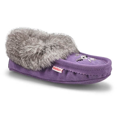 Lds Rabbit Fur SoftMocs - Lavender