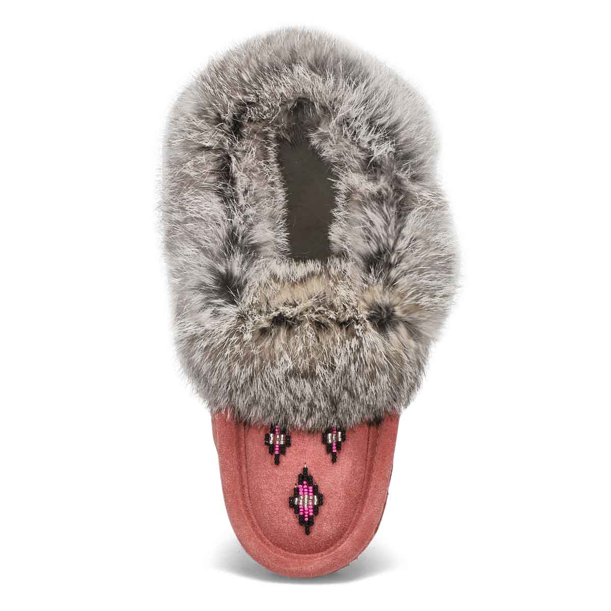 Mocassins fourrure/lapin SF600 rose cendré, femmes