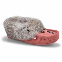 Mocassins fourrure/lapin SF600 rose cendré, femmes