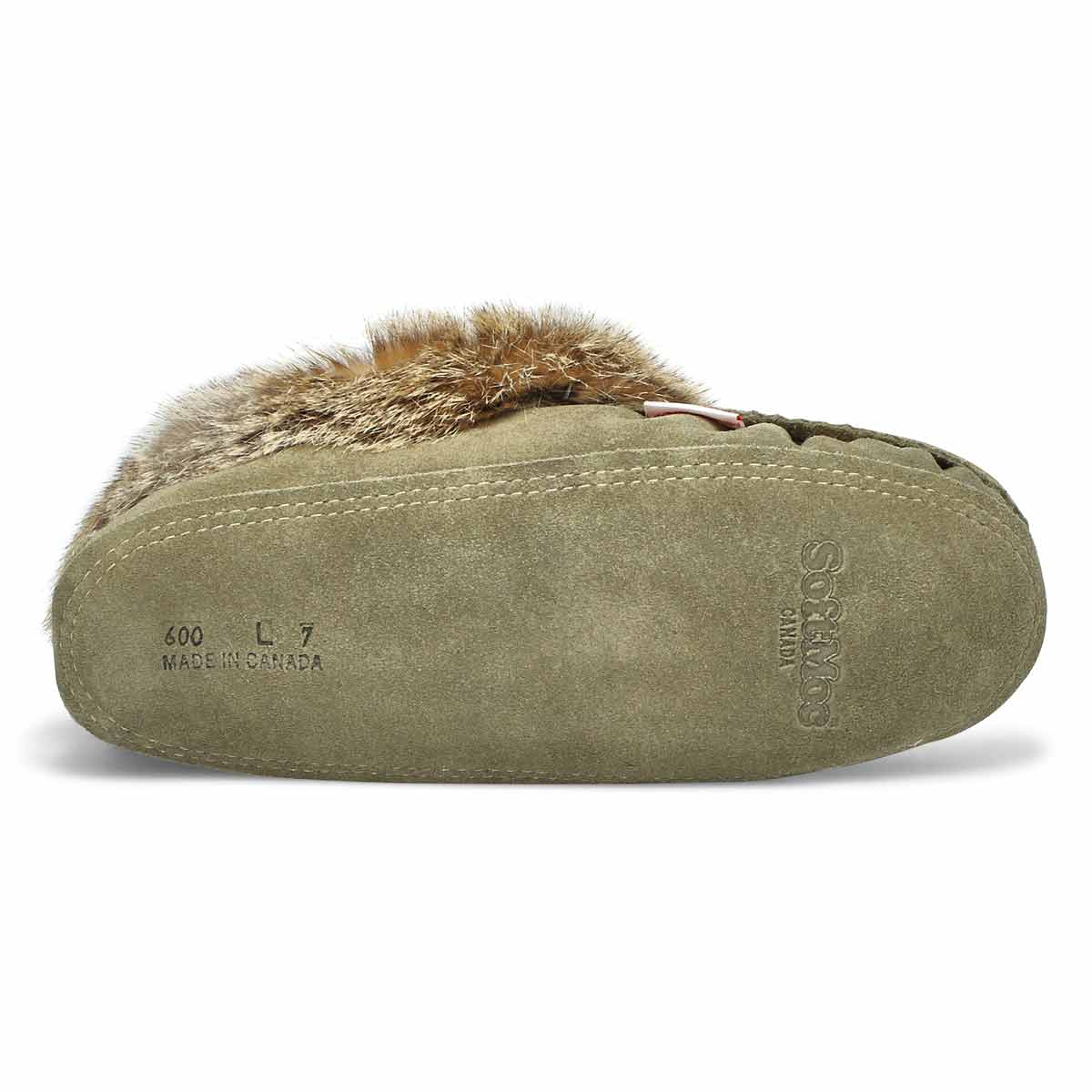 Mocassin fourrure/lapin SF600 RABBIT, sauge, femme