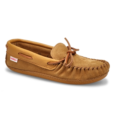 Lds SF78 Suede/Leather Memory Foam SoftMocs - Dark Tan