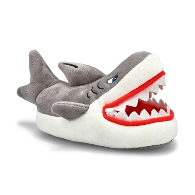 Boys Shark Slipper- Grey/White