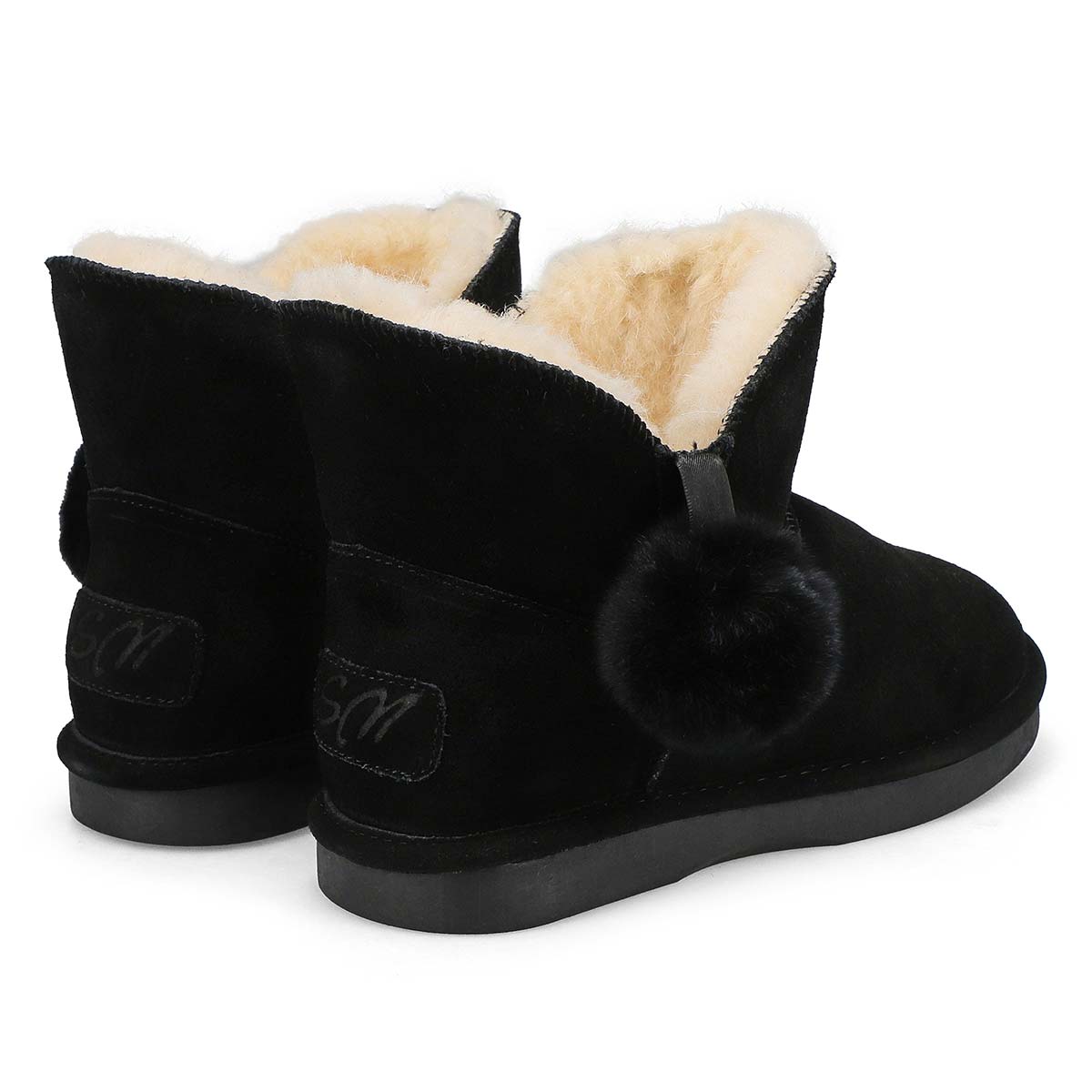 Women's Smocs 5 Low Pom Suede Boot - Black