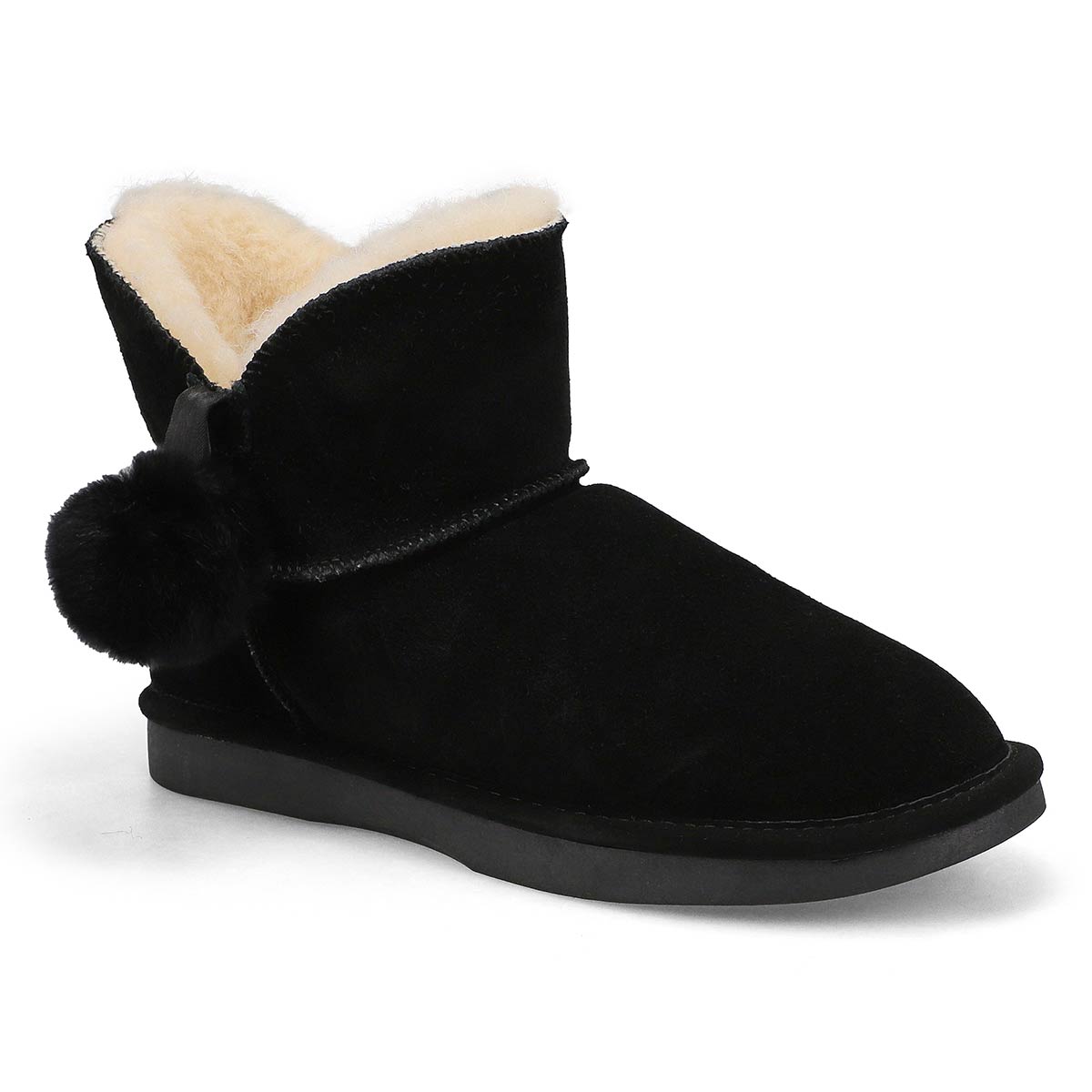 Women's Smocs 5 Low Pom Suede Boot - Black